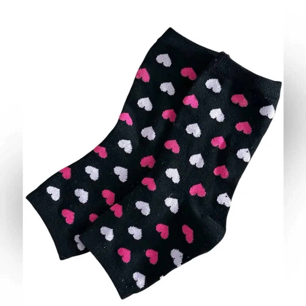 Black Heart Patterned pedicure  Socks women one size